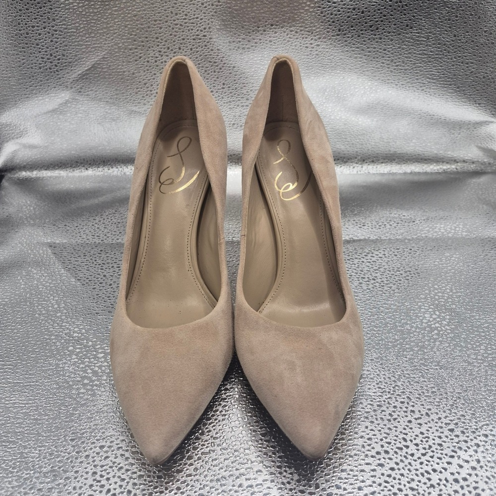 Sam Edelman Hazel Pointed Toe Pumps Oatmeal Beige Suede Stiletto Heels Size 8 - Picture 2 of 8